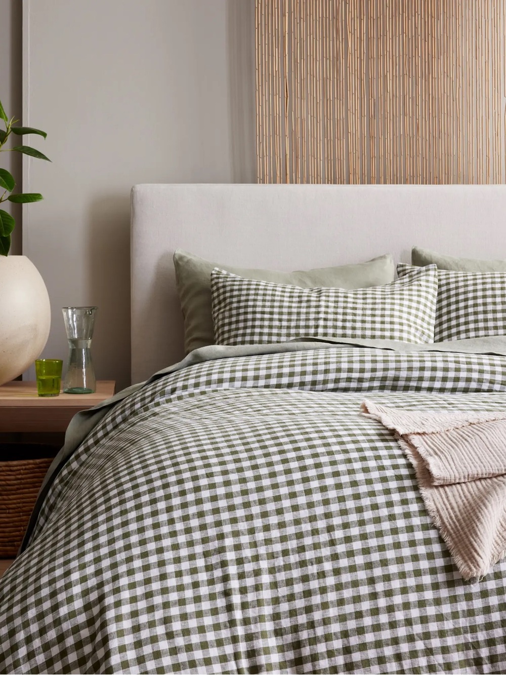 NEW and OOS Quince Queen SET w/shams European Linen Gingham Duvet Cover $194